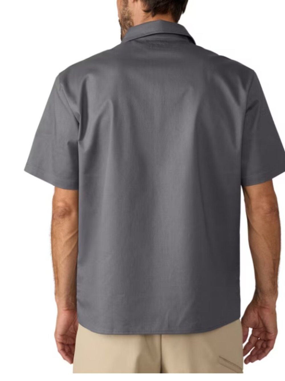 Genuine Dickies Men's Large 1/4 Zip Short Sleeve Workwear Shirt Charcoal Grey - Picture 3 of 4